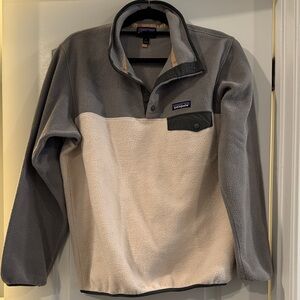 Patagonia Two‑Tone Snap Pullover in Gray and Cream